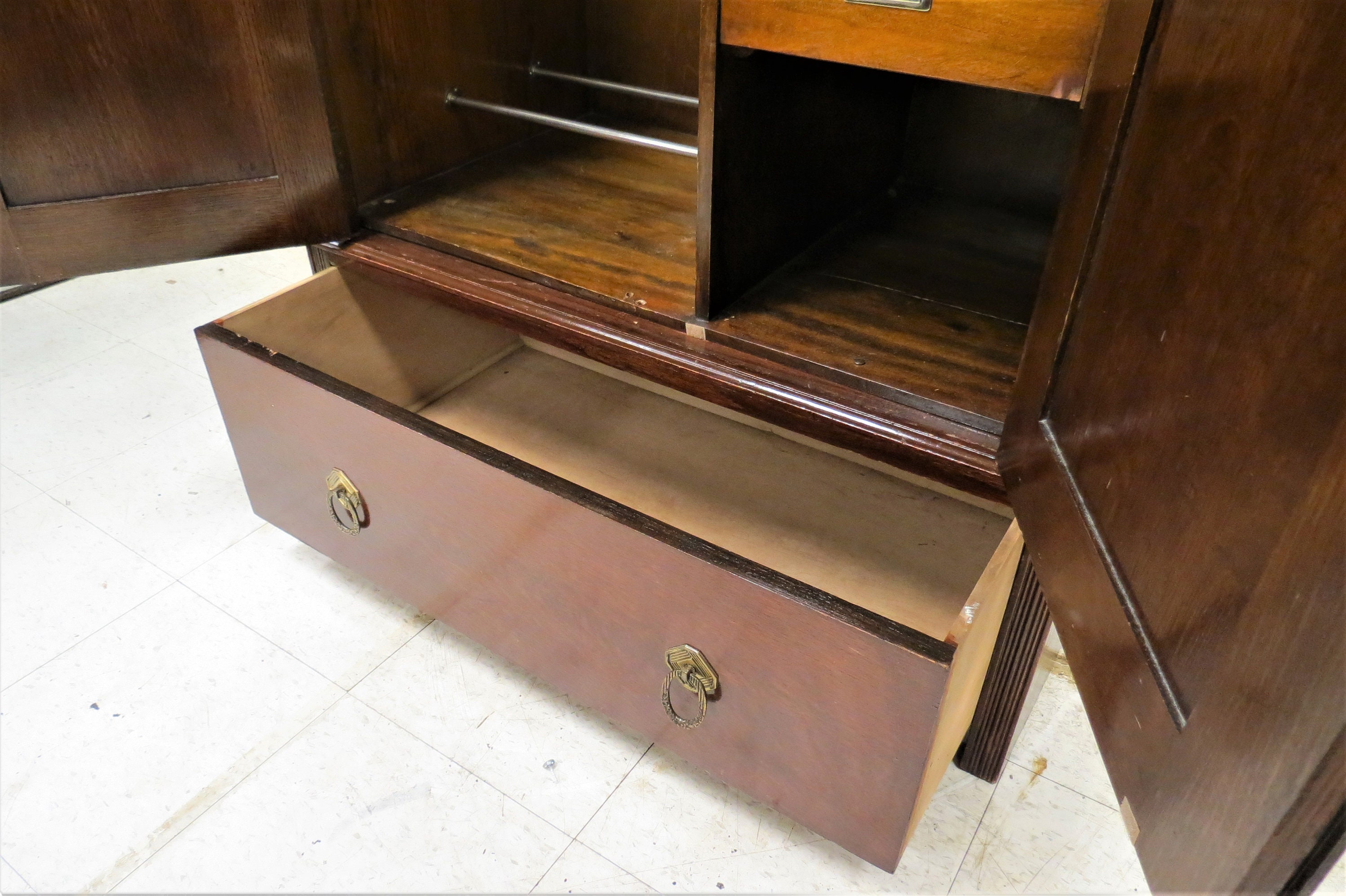 Antique Wardrobe English Tiger Oak Double Door Chifferobe or Etsy