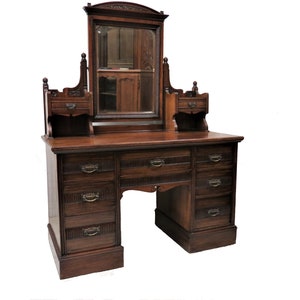Vintage Boudoir | Amazing Antique English Georgian Dressing Chest With Beveled Mirror Circa 1890