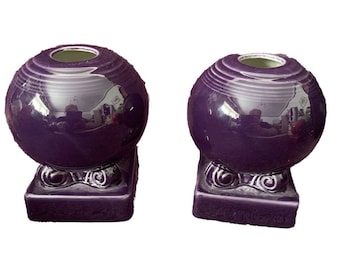 Retired Fiestaware Purple /Plum Bulb Candle Holder Set of 2 Homer Laughlin