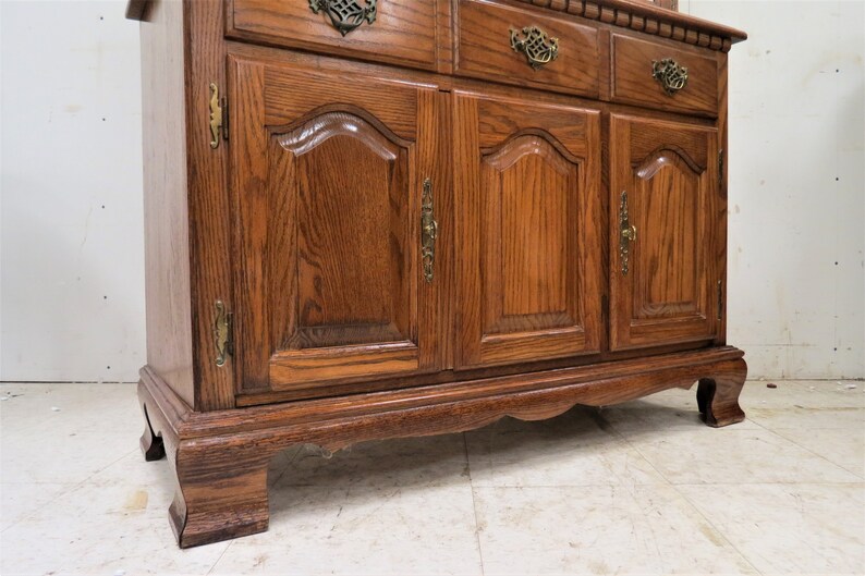 Vintage China Tell City Oak China Hutch Etsy