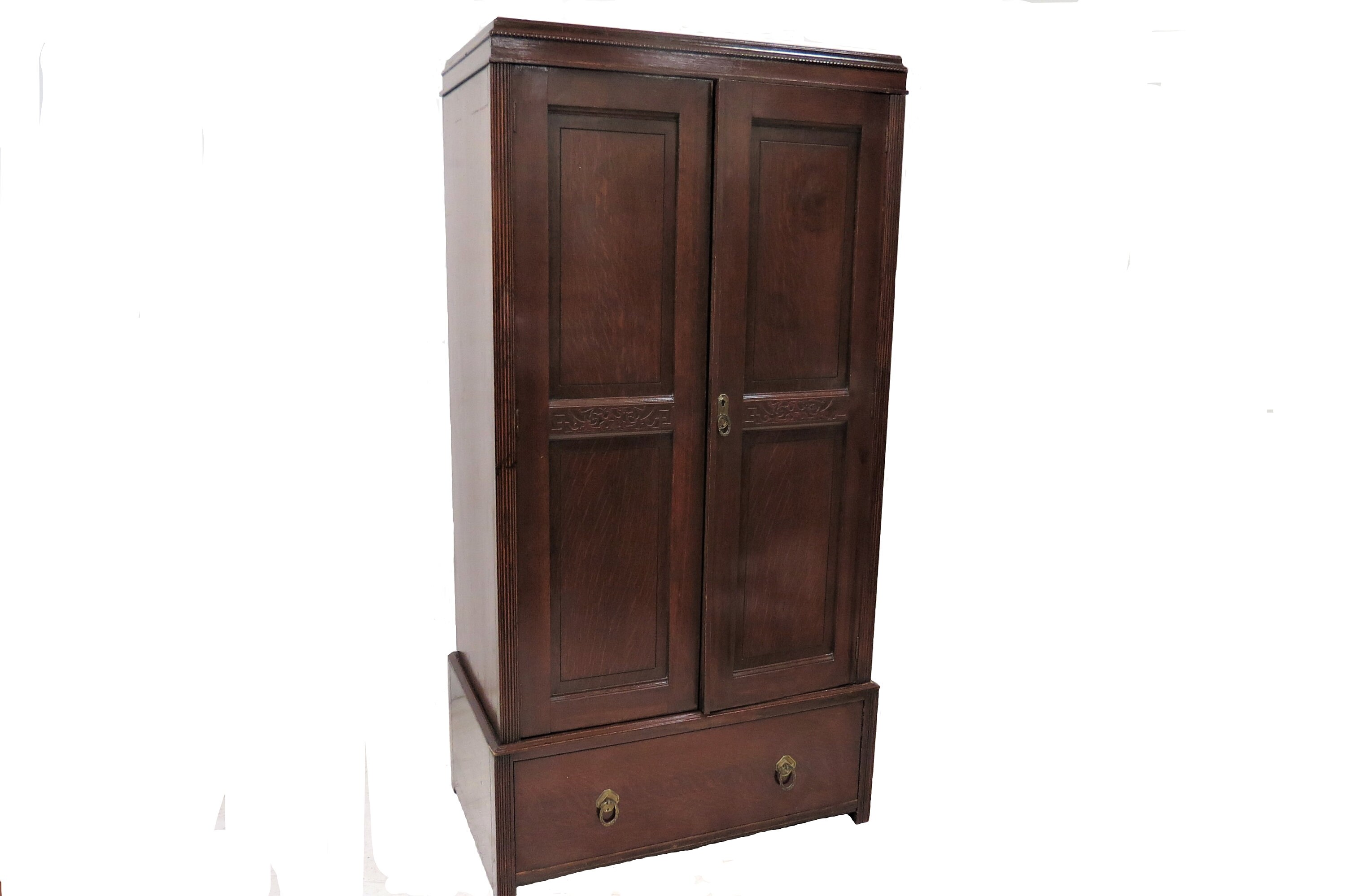Antique Wardrobe English Tiger Oak Double Door Chifferobe or Etsy