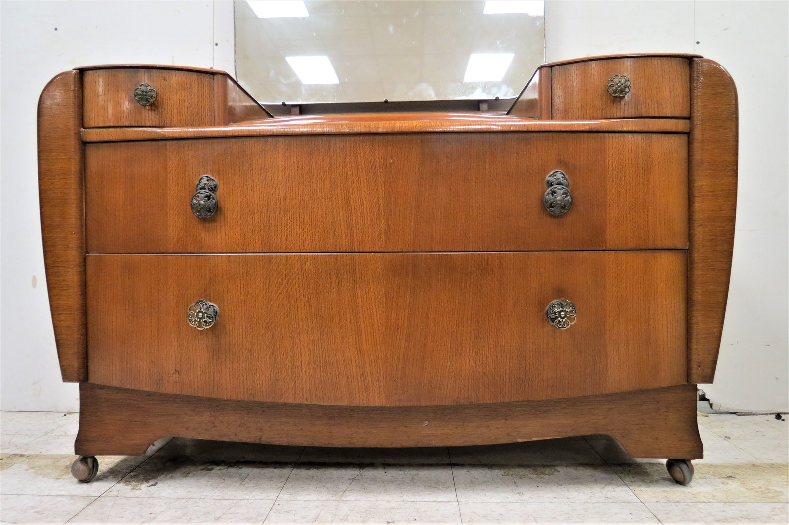 Art Deco Furniture Antique English Deco Dresser With Beveled Etsy