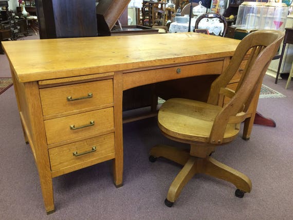 Vintage Santa Fe Railroad Desk And Chair Etsy
