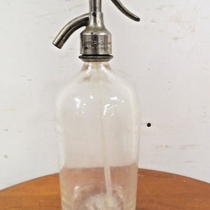 Clear Glass Seltzer Bottle H. Zuber Appiano Rigamonti & Villa Milano 1931 image 1