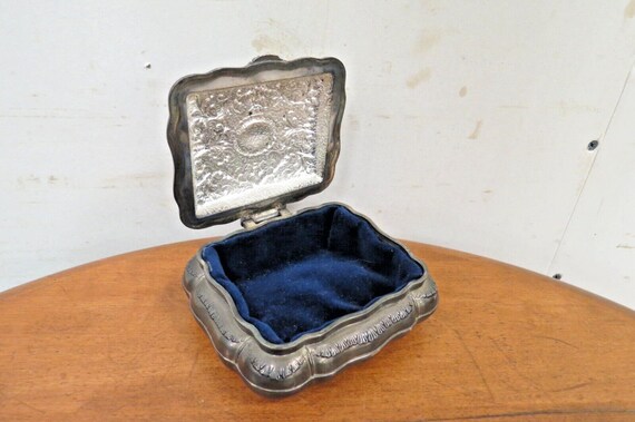Vintage Silver Plated Jewelry Box - Ornate Floral… - image 2