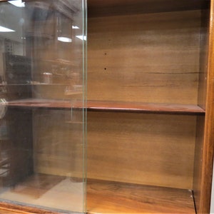 Mid Century Bookcase Vintage English Mahogany Sliding Glass Bookcase image 5