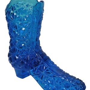 Vintage Fenton Cobalt Blue Daisy Button Glass Boot