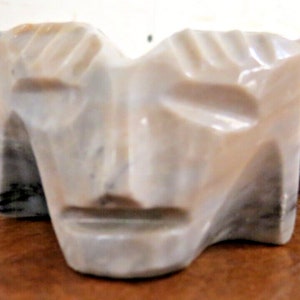 Vintage Etched Stone Square Aztec Ashtray With Corner Faces image 5