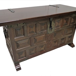 Blanket Box | Antique French Renaissance Revival Oak Panel Front Blanket Chest