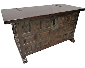 Blanket Box | Antique French Renaissance Revival Oak Panel Front Blanket Chest
