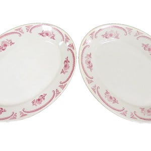 2 Homer Laughlin American Rose 11 3/4&quot; Oval Serving Platters Restaurant Ware