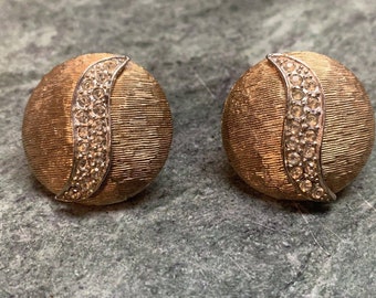 Vintage CARNEGIE deco Style Pave Gold-tone Clip On Earrings