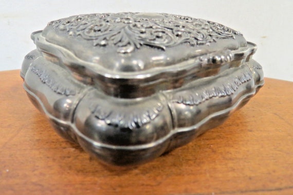 Vintage Silver Plated Jewelry Box - Ornate Floral… - image 3