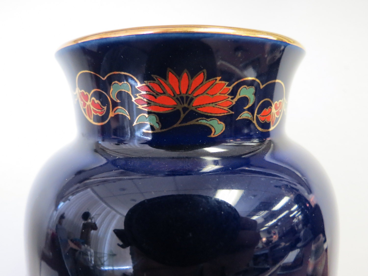 Vintage Japanese Kutani Cobalt Blue Pheasant Vase Etsy
