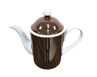 Fitz And Floyd Teapot or Coffee Pot - Mandarin Crest Brown And White