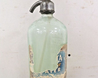 Vintage Glass Seltzer Bottle Shasta Brand With Globe Bott Siphon & Partial Label