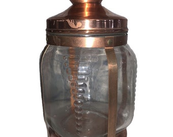 Vintage Hazel Atlas Copper/ Glass Jar Canister Lantern Style MCM