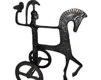 MCM Frederick Weinberg Mid Century Etruscan Bronze Horse Rider Athena Owl