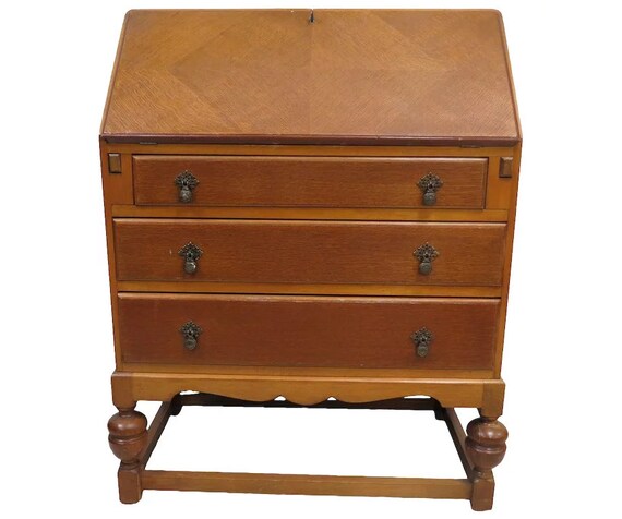 Imported English Secretary Desk With Leather Insert Etsy