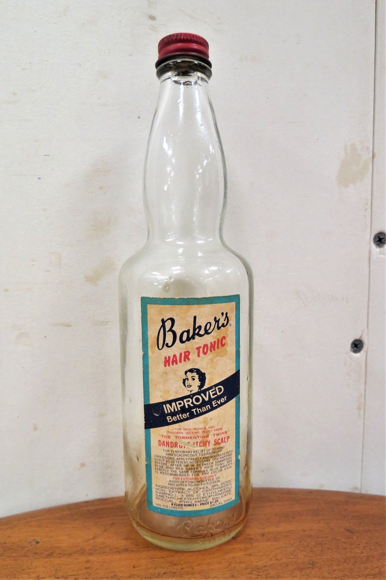 Deorative Bottles Vintage Glass Baker's Hair Tonic Bottle From Baker's Best Hair Tonic Company image 2