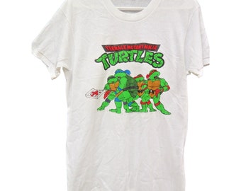 Vintage TMNT Teenage Mutant Ninja Turtles T-Shirt 1989 Large White Pizza NOS New