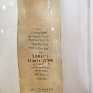 Deorative Bottles Vintage Glass Baker's Hair Tonic Bottle From Baker's Best Hair Tonic Company image 7