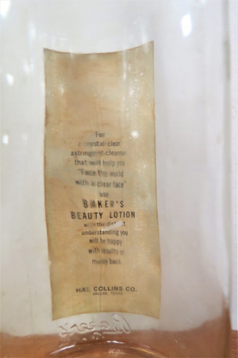 Deorative Bottles Vintage Glass Baker's Hair Tonic Bottle From Baker's Best Hair Tonic Company image 7