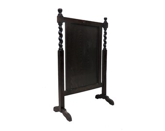 Fire Place Screen | Antique English Dark Oak Barley Twist Fire Screen