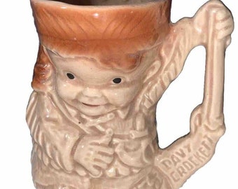 Vintage 1950s McCoy Pottery Davy Crockett Planter/Mug