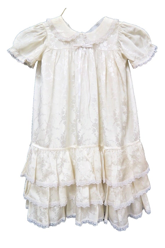 Antique Lace Ivory Colored Christening Gown Dress - image 1