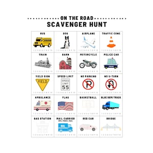 On The Road Printable Scavenger Hunt