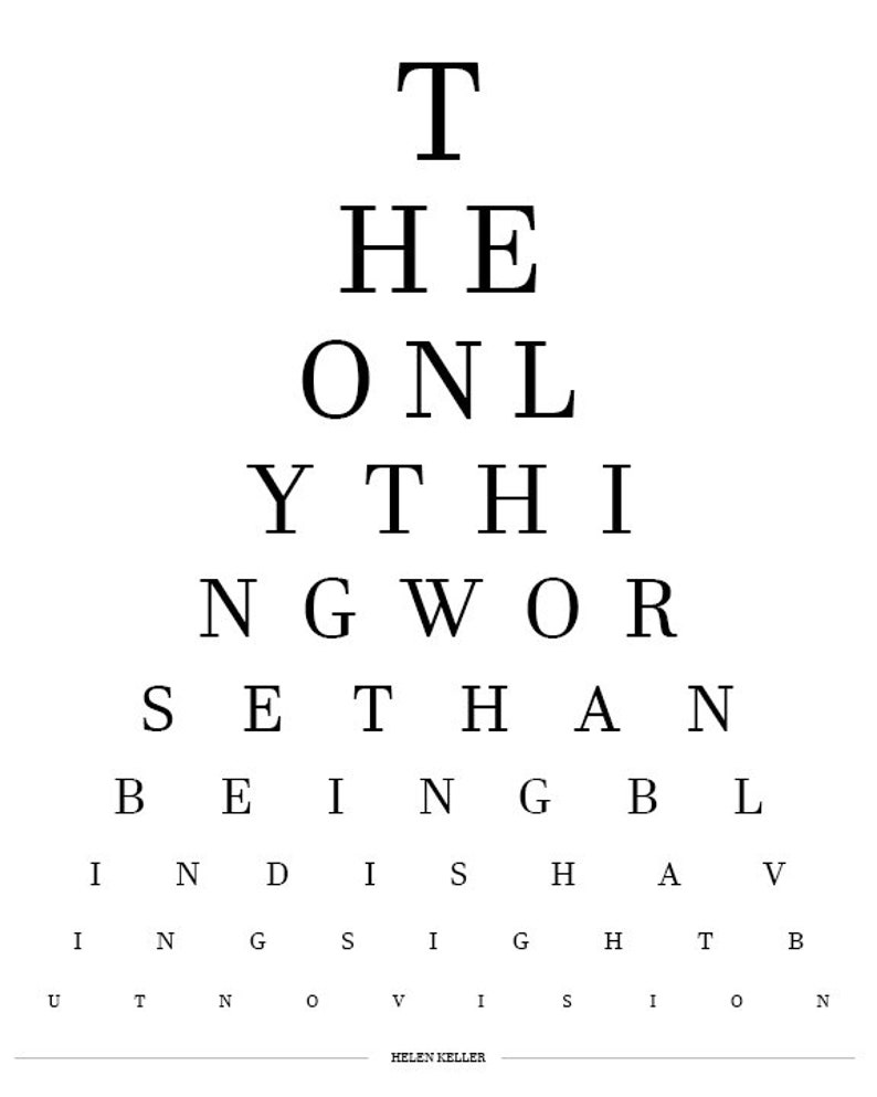 helen keller quote eye test chart eye exam printable quote etsy