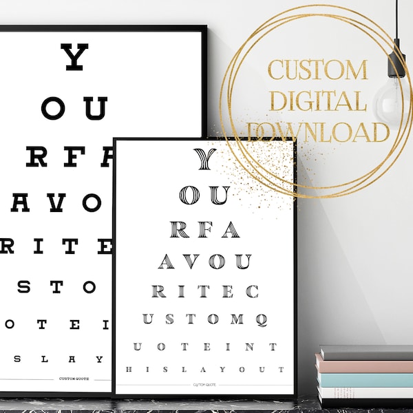 DIGITAL Custom Optometrist Eye Exam Quote, Personalized Quote Print, Snellen Eye Chart Print, Custom Quote Print, Eye Test Chart, Optician