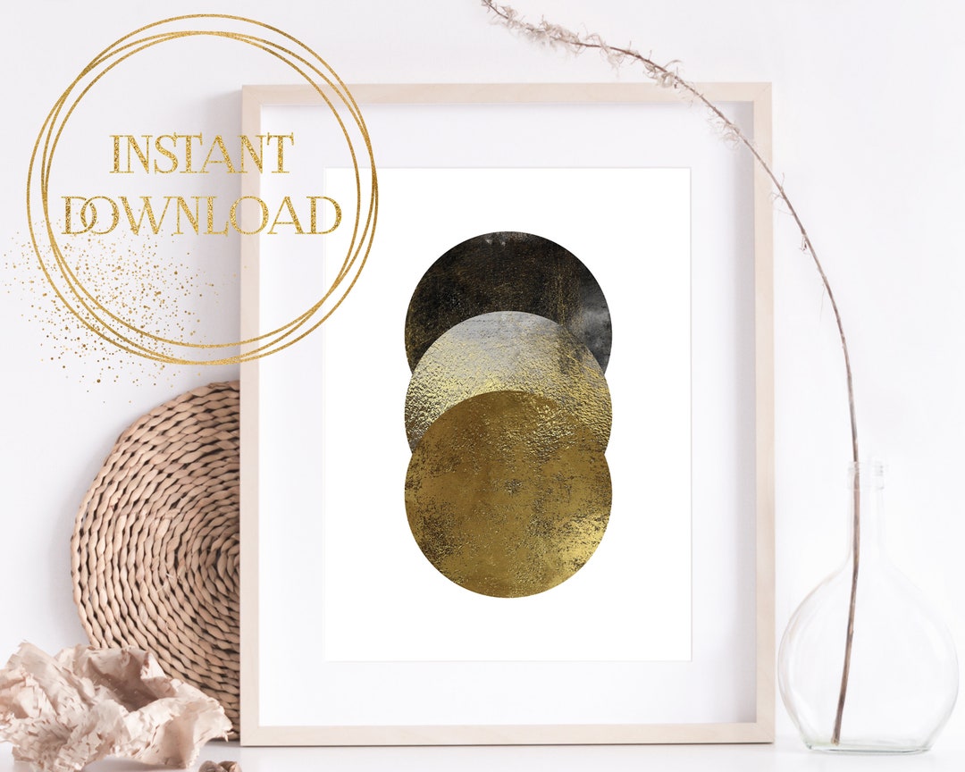 Gold Circle Wall Art, Geometric Print, Scandinavian Art, Geometric Wall