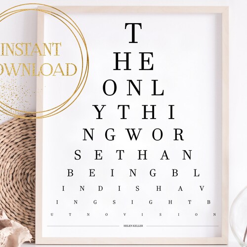 helen keller quote eye test chart eye exam printable quote etsy finland