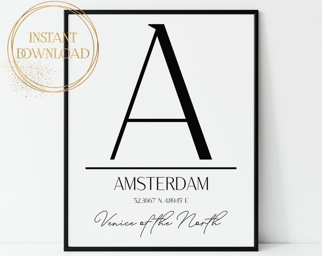 Amsterdam GPS Coordinates, City Art, Longitude Latitude Gifts, Travel