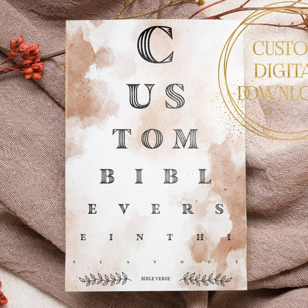 Custom Scripture Snellen Eye Chart Print, Optometrist Eye Exam Quote, Prayer Quote Print, Bible Verse Wall Art, Eye Test Chart Optician Gift