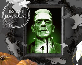 Frankenstein, Boris Karloff, Unique Halloween, Halloween Sign, Vintage, Gothic Home Decor, Halloween Print, Unique Gift, Horror Movie