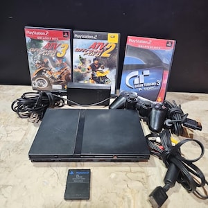 Consola Sony PlayStation 2 PS2 Slim SCPH-75001 Paquete de tarjeta de memoria 3 juegos probados