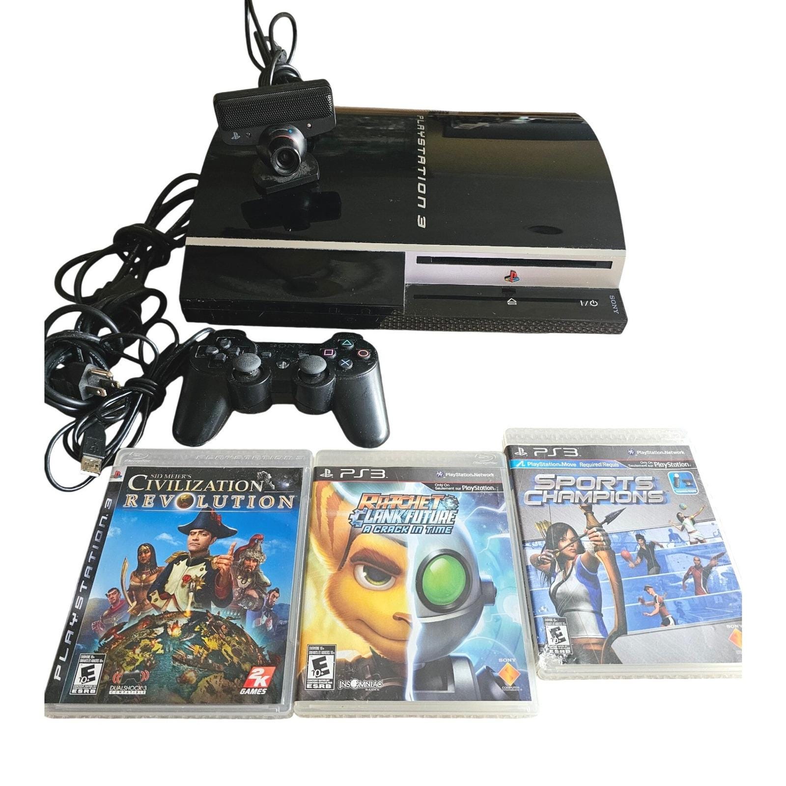 Sony Playstation 3 PS3 CECHG01 40GB Console Bundle 3 Games