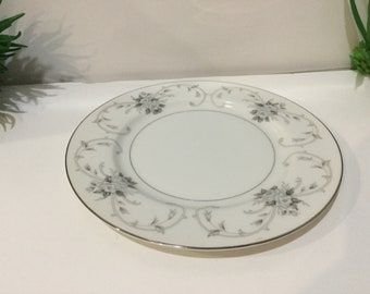 1 Vintage Empress China Fleurette 601, 6.5” Bread plate silver trim design floral