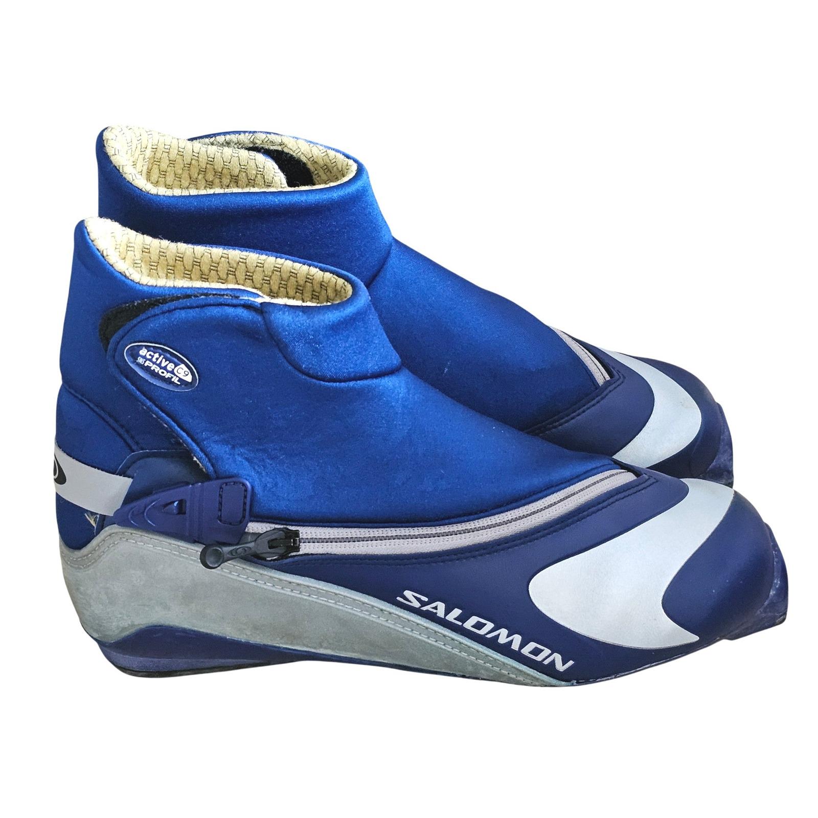 salomon active s9 pilot cross country ski boots blue Salomon Active C9 SNS Profil Cross Country Ski Boots Men 10.5 Blue Silver  Nordic