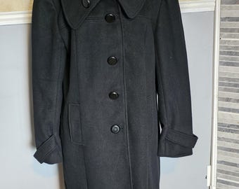 Vintage GlenSport Women's Wool, Cashmere Long Coat- Black Size XL