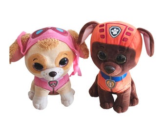 Ty Beanie Boos Paw Patrol Skye and Zuma Plush Set Glitter Eyes 6 Inch Toy Dogs