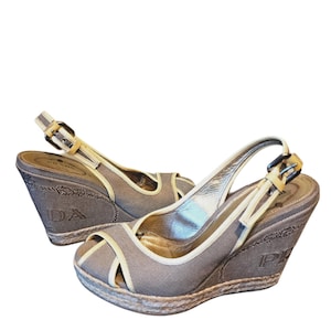 Vintage Prada Wedge Sandals size 37 EUR. 6.5 US