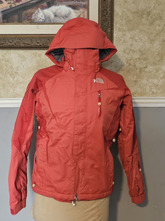 North Face Hyvent Jacket Womens Orange Waterproof Primaloft Recco
