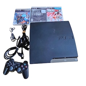 Consola Sony PlayStation 3 PS3 Slim de 160 GB CECH-2501A con 3 juegos y mando.