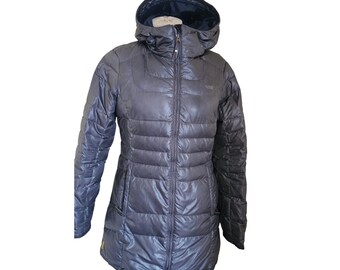 Chaqueta de invierno con capucha y plumón acolchado gris Lole para mujer, de longitud media, talla pequeña
