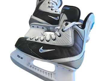 Nike Flexlite 12 Ice Hockey Skates Black Silver Blue Tuuk Size 4 EE Wide Mens