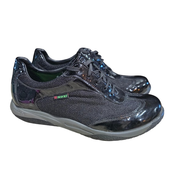 Sano by Mephisto Womens Black Patent Mesh Walking Shoes Sneakers US 9 EUR 6.5